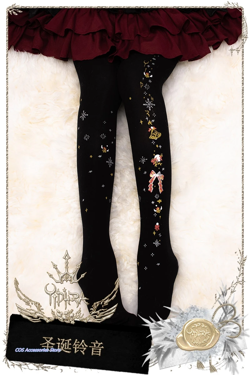 

Japanese Witch Original Christmas Bell Lolita JK Pantyhose Sweet Cartoon Anime Print Soft Sister Sexy Wild Tights Spring Autumn