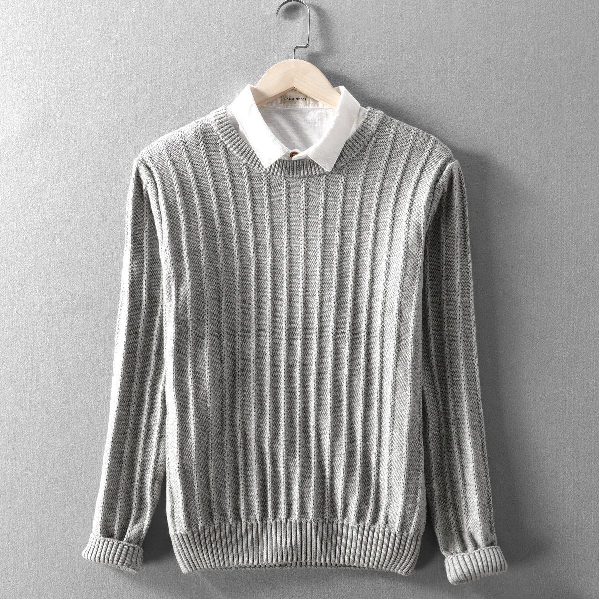 

o-neck long 2021 sleeve pure cotton Twist sweaters men gray yellow black khaki korea style casual pullovers knitted clothes male