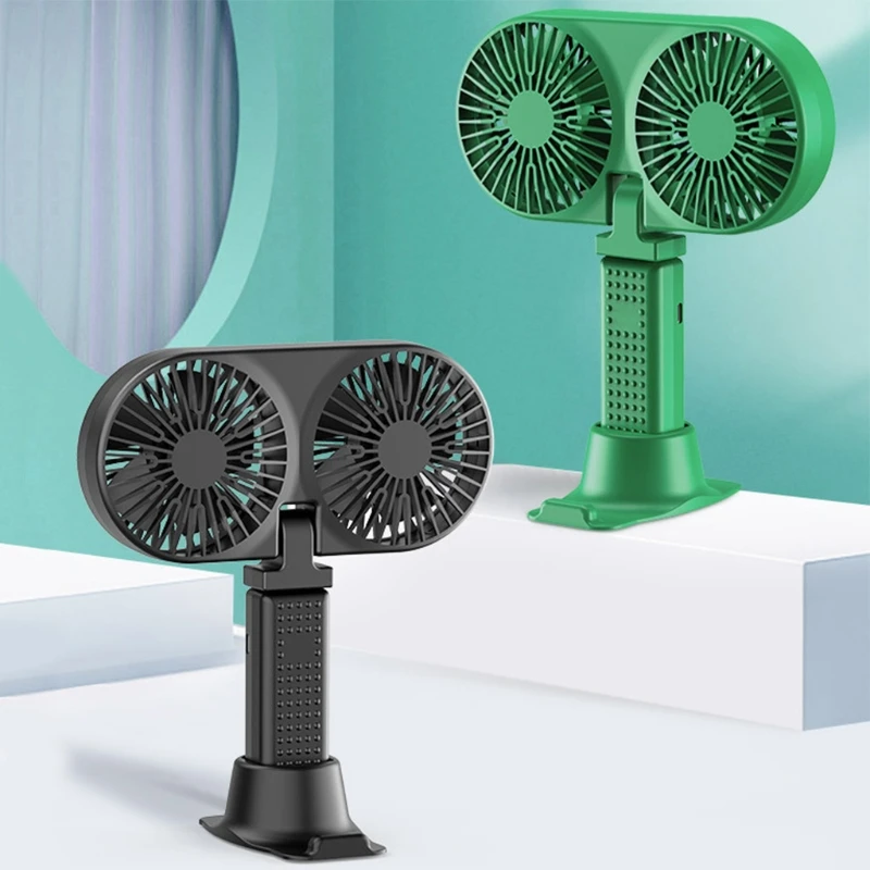 

Pocket Handheld Fan Cooling Adjustable USB Rechargeable Dual Head/Single Head Switchable for Home Office Outdoor Travel