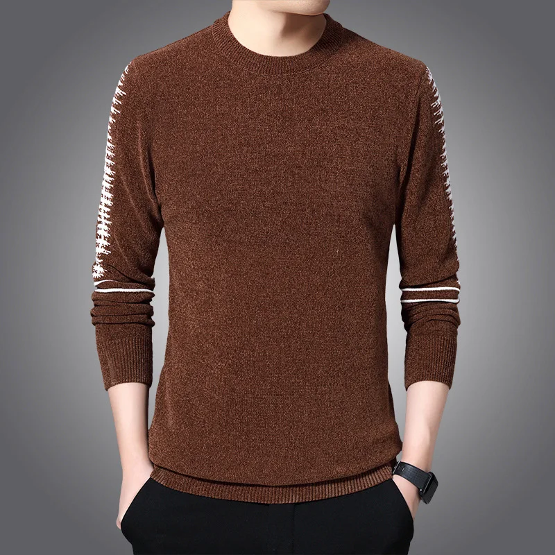 DIMUSI зимние мужские свитера повседневные однотонные с длинными рукавами