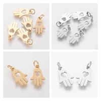 5pcs stainless steel hamsa hand with heart small star pendant charms with open jump ring for necklace earring diy jewelry making