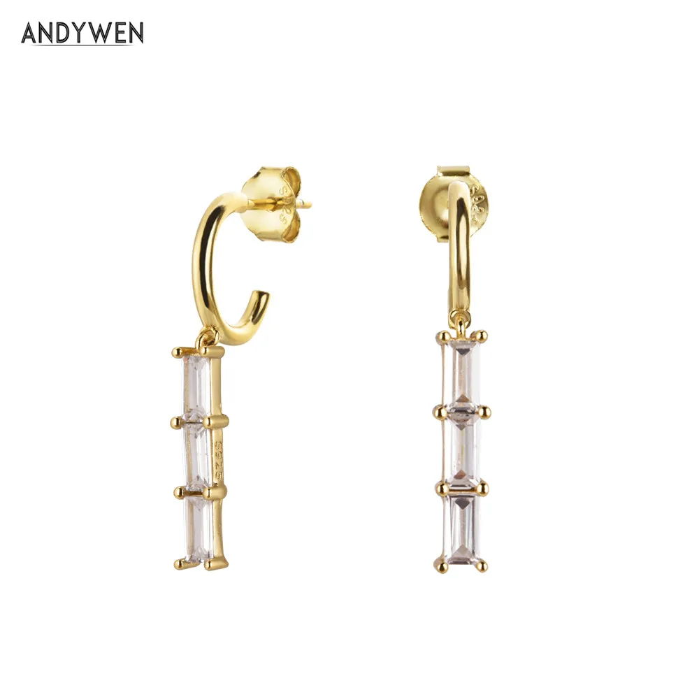 

Серьги-подвески ANDYWEN из стерлингового серебра 925 пробы, 7,5 мм, длинная цепочка, кольцо для пирсинга Ohrringe, цирконий, CZ, модные ювелирные украшен...
