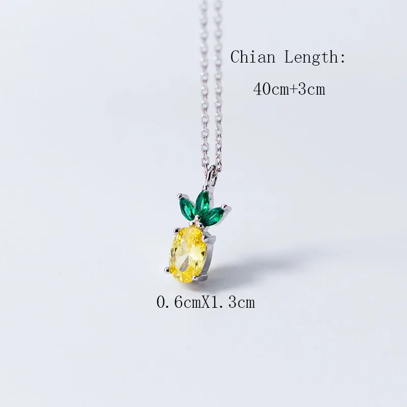 Necklace ElfoPlataSi топ стерлингового серебра 925 пробы модные ювелирные изделия с ананасом коктейльное кольцо Размер 5 6 7 девочек Дети Рождественский подарок XY657 - Цвет основного камня: Necklace