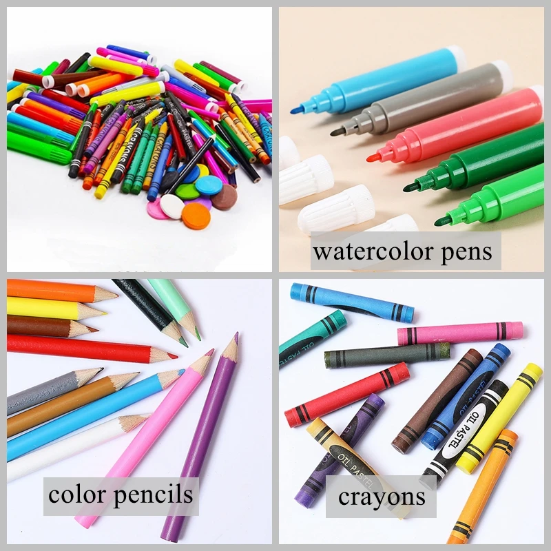 86 шт. Набор для рисования с акварелью кисть карандаши масляные пастельные