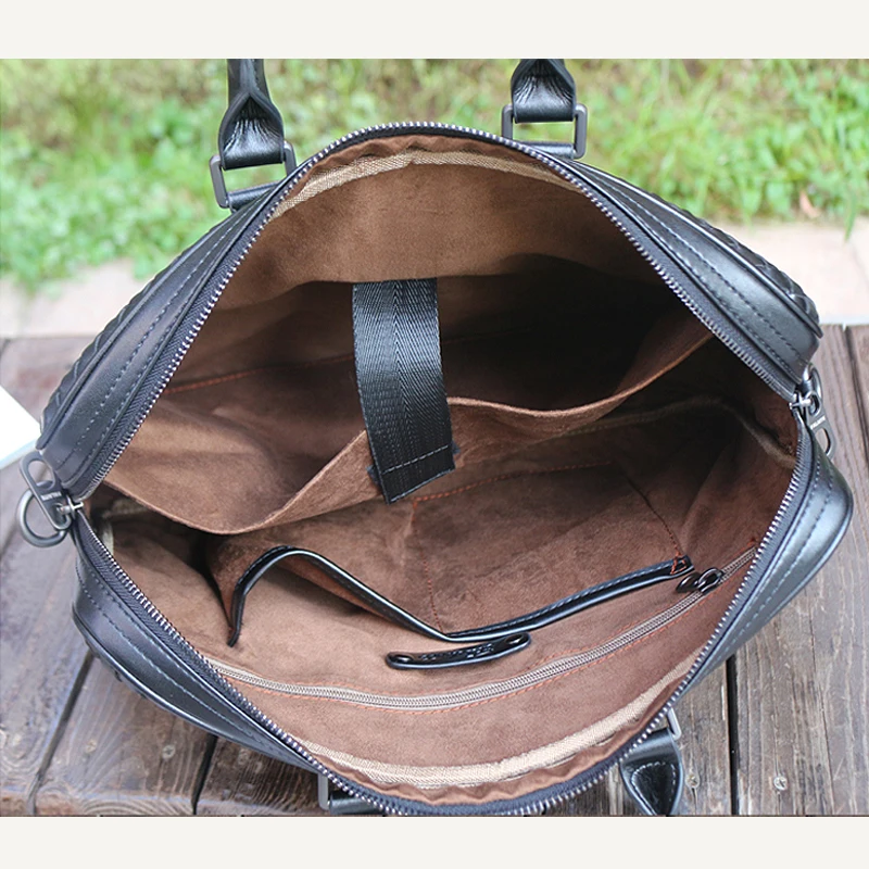 Men's Briefcase 100% Leather Business Handbags Large Capacity 15-Inch Computer Bag Fashion Shoulder Bag Luxury Brand 2022 New