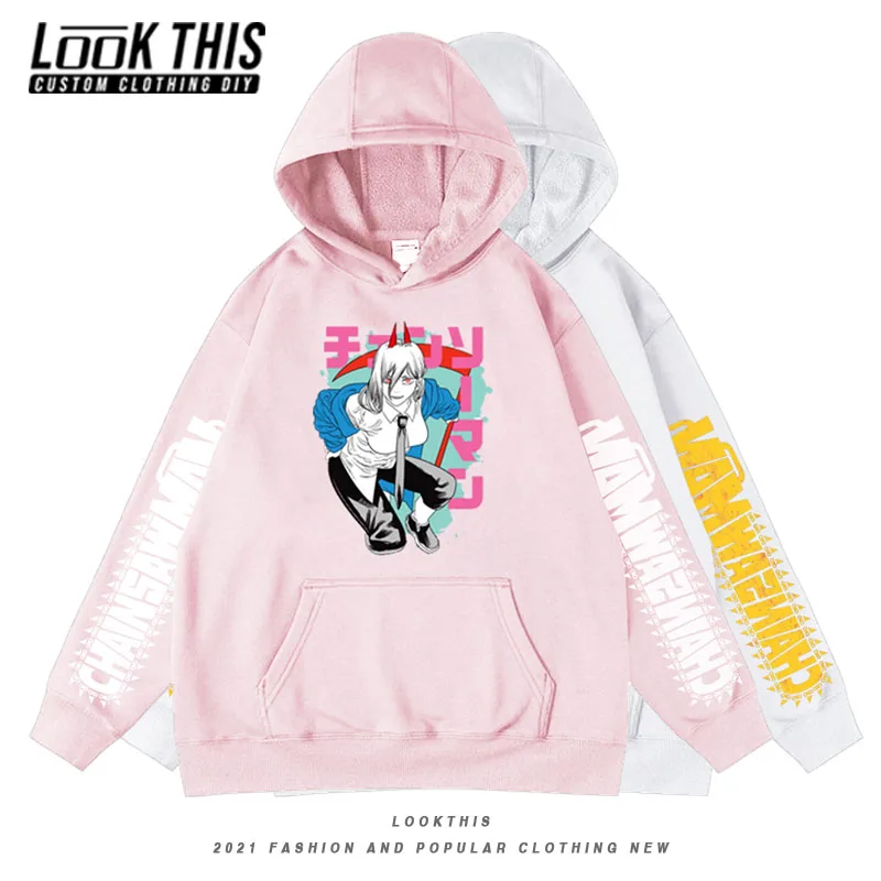 

Толстовка с капюшоном для мальчиков и девочек, японское аниме с принтом бензопилы, спортивная одежда оверсайз, свитер для подростков, осень ...