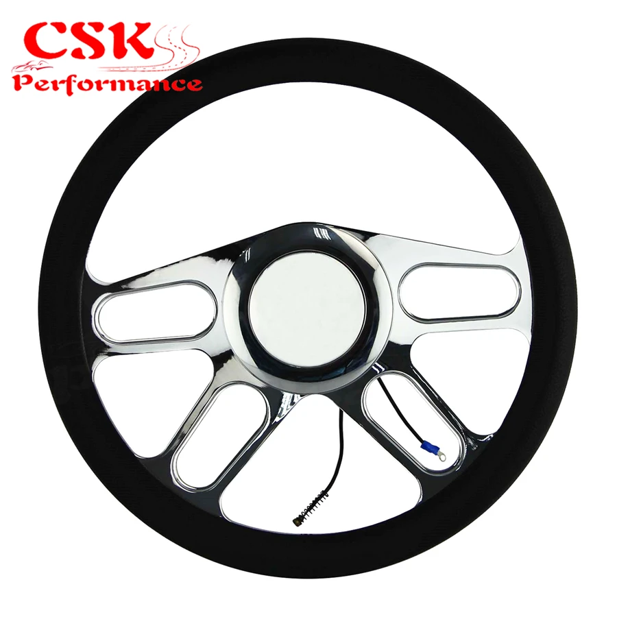 14&quot 9-Bolt 4 Slot Style Half Wrap Steering Wheel + Adapter w/Horn For G M CHEVY |