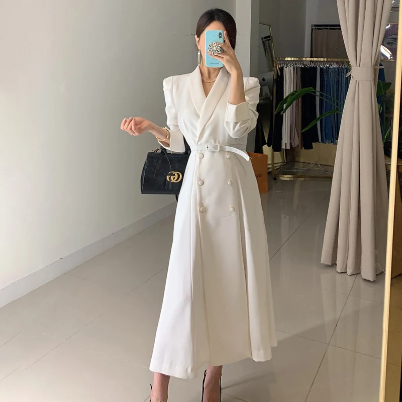 

Autumn Women's Clothing High Quality Long Sleeve Slim-fit Trench Coat Clothing A-Line Solid Office Lady suit Jacket ka1074