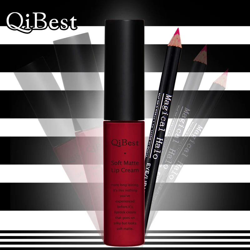 

QiBest 16 Color Matte Lipstick Lip Set Long Lasting Make Up Red Lip Gloss Pencil Kits Nude Makeup Liquid Lip Stick Waterproof