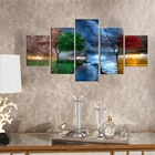 Картина на холсте с изображением двух деревьев, четыре сезона, для украшения спальни, 5 шт.