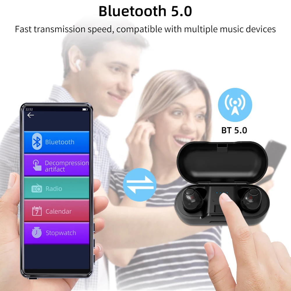 Deelife Bluetooth MP3 плеер и MP4 плееры с экраном FM радио Запись Встроенный 8 Гб динамик