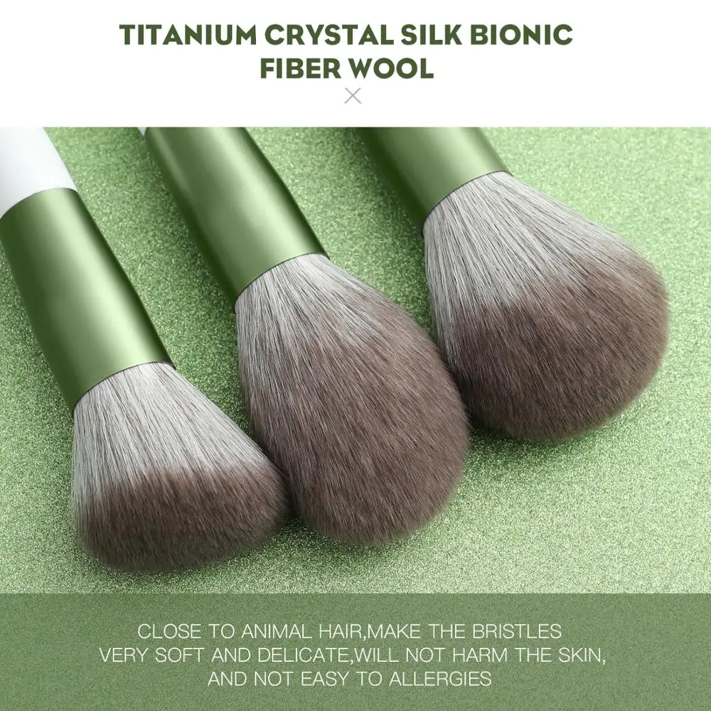 Набор профессиональных кистей для макияжа Lemoda 13 шт. зеленые тени век кисти пудры