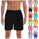 Мужские пляжные шорты для фитнеса, быстросохнущие шорты для бега и серфинга, s-образные плавки, однотонные, лето 2021
