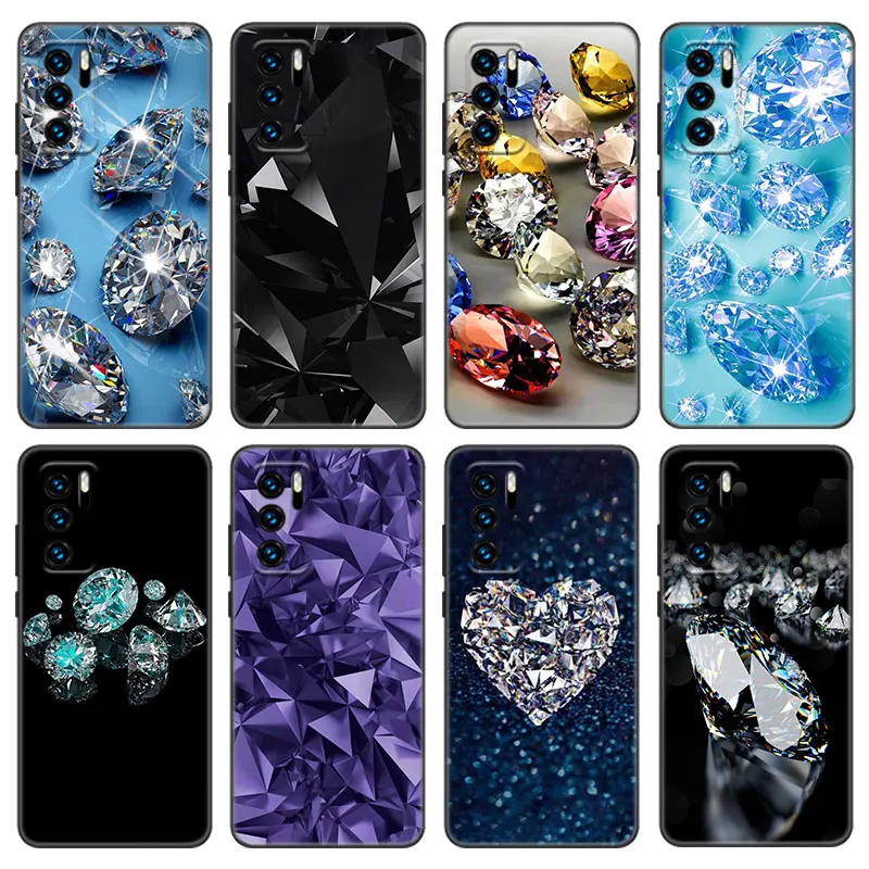 Красивый чехол со стразами для Huawei P50 P40 P30 P20 Pro P10 P9 P8 Lite 2017 P Smart Z S 2021 2020 2019 2018 черный