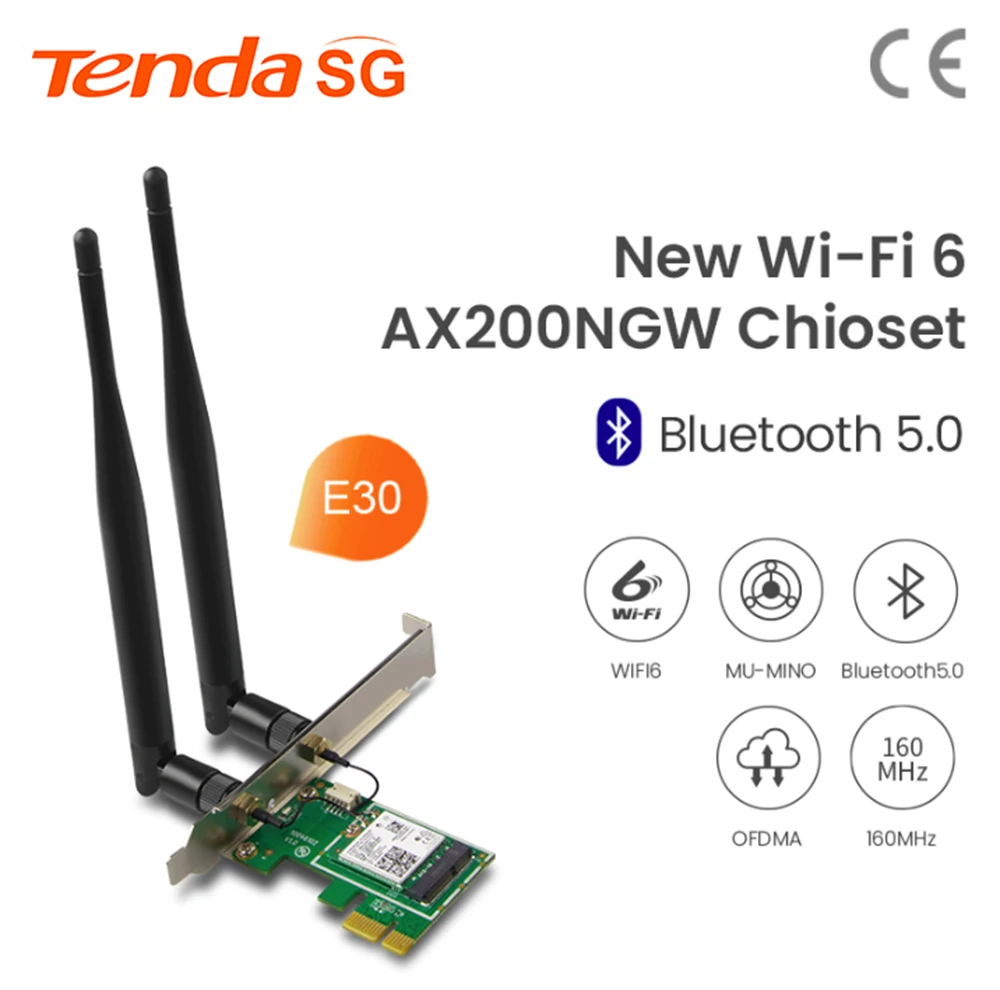 Tenda E30 двухдиапазонный AX3000Mbps Wifi 6 беспроводной адаптер 2 4G/5 ГГц 802.11ac/ax Bluetooth 5 0 AX200NGW