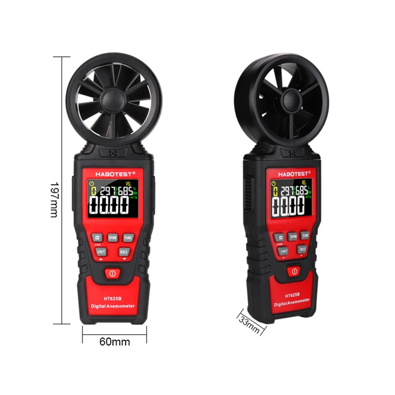 

HABOTEST HT625A Handheld Color Display Digital Anemometers Wind Speed Gauge Meter Air Volume Speed Scale MAX MIN AVG Measuring