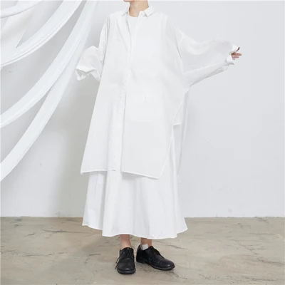 

Autumn new products homemade niche design dark medium-length large-slit sun-proof shirt jacket