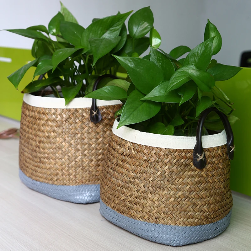 Корзина из морской травы ручной работы в пасторальном стиле большая плетеная