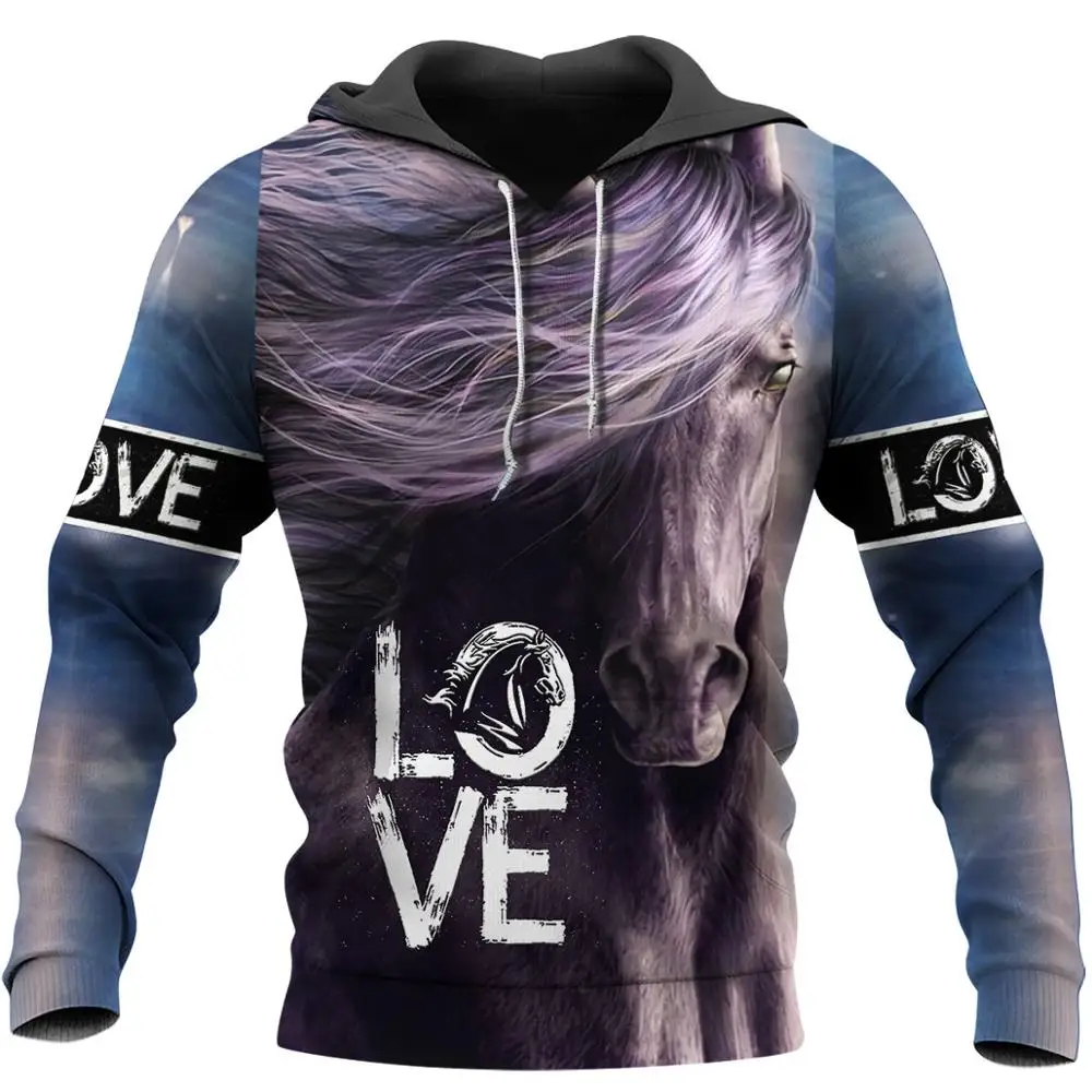 

2020 New Fashion Animal hoodies Horse Indian Native Color 3D Printed hooded Sweatshirt Unisex Casual Pullover sudadera hombre