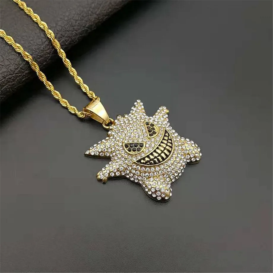 Ожерелье в виде призрака и кулон с 3 мм веревочной цепочкой золотого серебряного