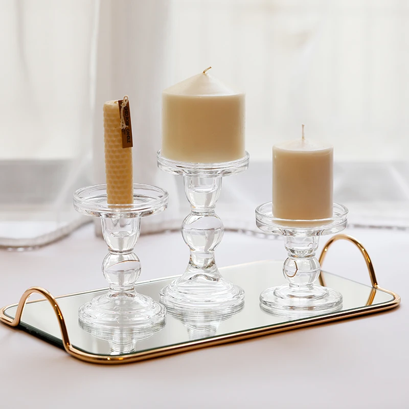 Европейский Романтический стеклянный подсвечник прозрачный для свадебного