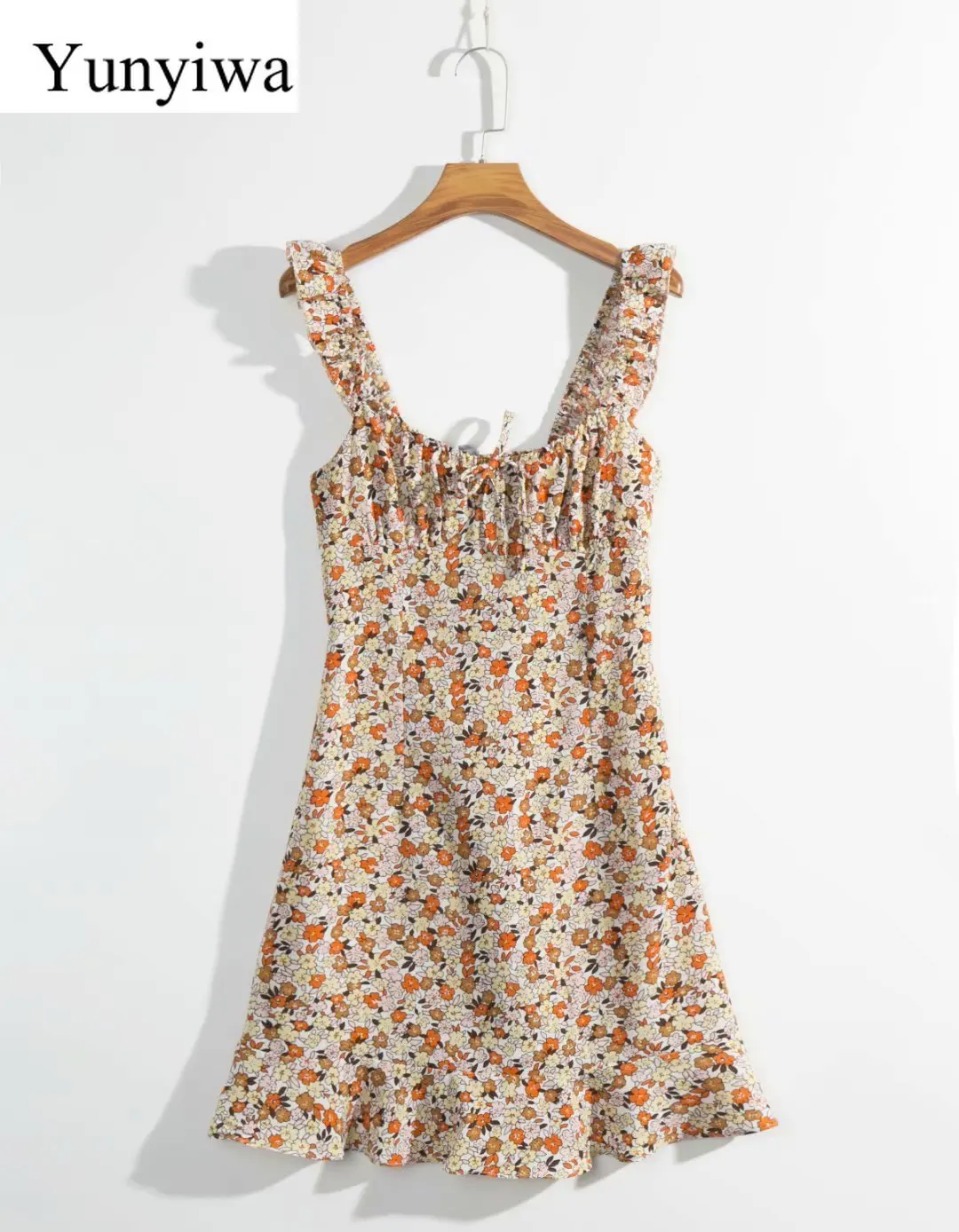 Новинка 2020 женское платье на бретельках с рисунком под дерево женские