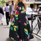 Платье Celmia женское длинное в богемном стиле, пикантный Повседневный свободный сарафан с цветочным принтом, халтер без рукавов, с оборками, на лето
