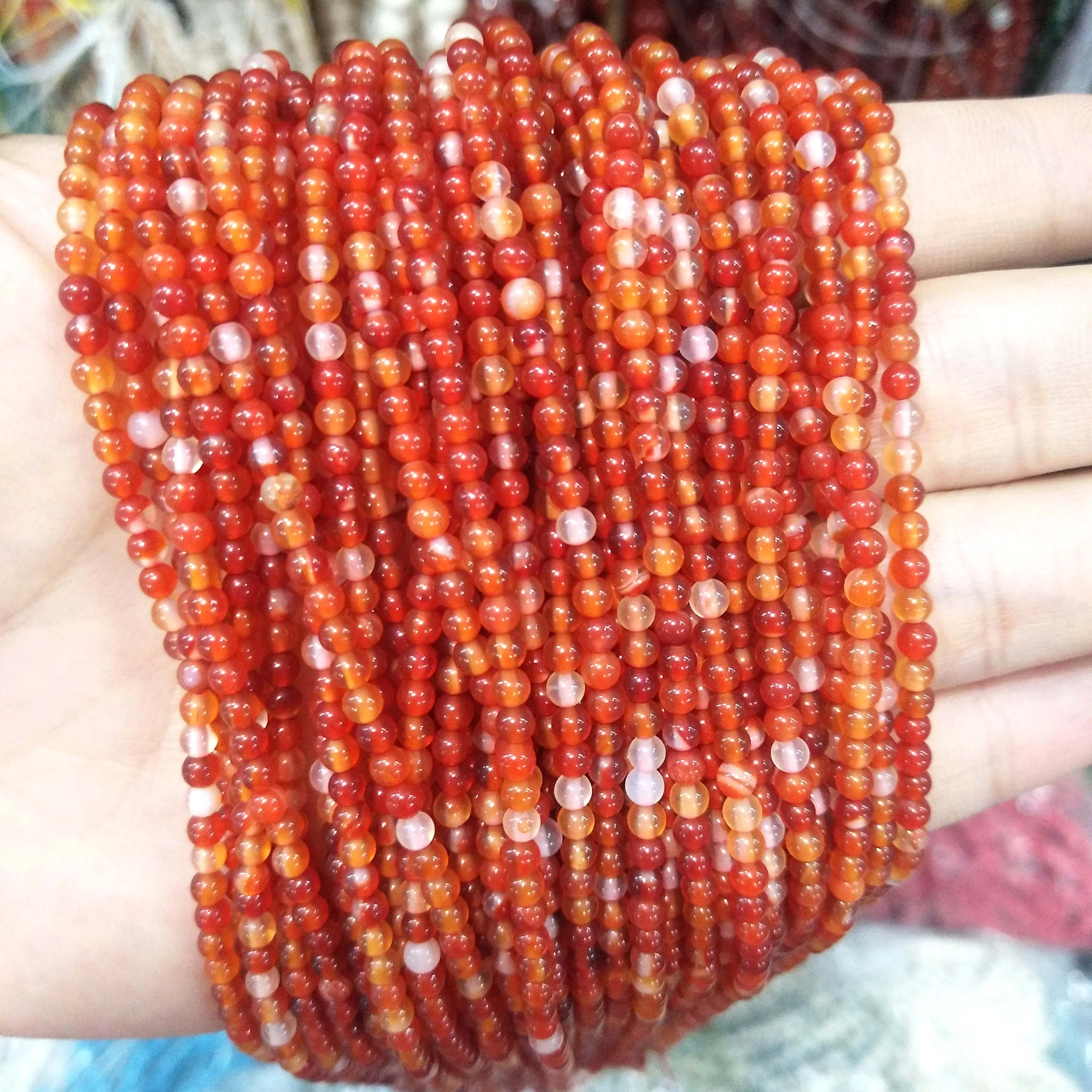 Orange stripes 2 мм 3 мм из натуральных круглых камней бусины розовый кварц аметисты лазурит Агаты бусины из нефрита для самостоятельного изготовления ювелирных изделий браслет ожерелье - Цвет: Orange stripes