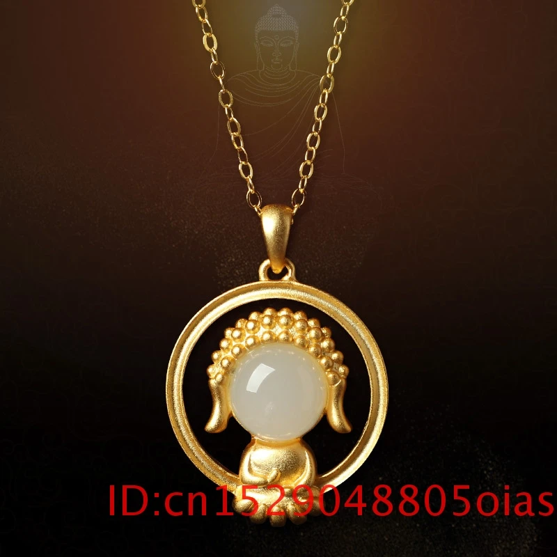 Подвеска с натуральным нефритовым буддой серебро 925 пробы подарок ребенку для