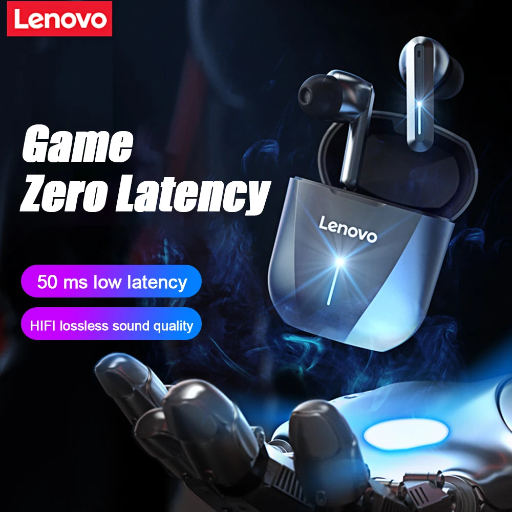 

Lenovo XG01 Wireless Headphones LED Touch Control Gaming HiFi Sound Built-in Mic Bluetooth-Compatible Earphone with Charger Case