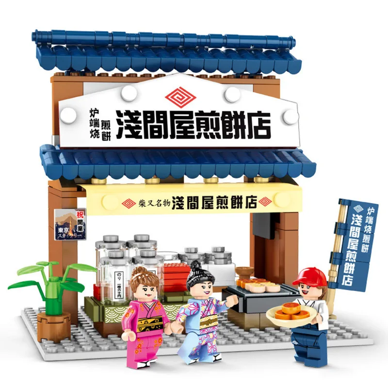 

Creativity Japanese Streetscape City Series Sushi Restaurant Winery Ramen Teahouse Model Boys Girls Building Blocks Toy