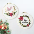Рождественский венок, Набор для вышивки крестиком для начинающих с обручем для вышивки Счастливого Рождества, Набор для вышивки иглой, Рождественский Декор