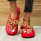 Женские сандалии PAMANNI ручной работы, выразительные Босоножки на платформе, с цепочкой, украшение, модные пляжные тапочки, большие размеры