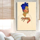 Обои Egon Schiele для автопортрета, холст, живопись, печать, гостиная, домашний декор, Современные строительные плакаты, картины