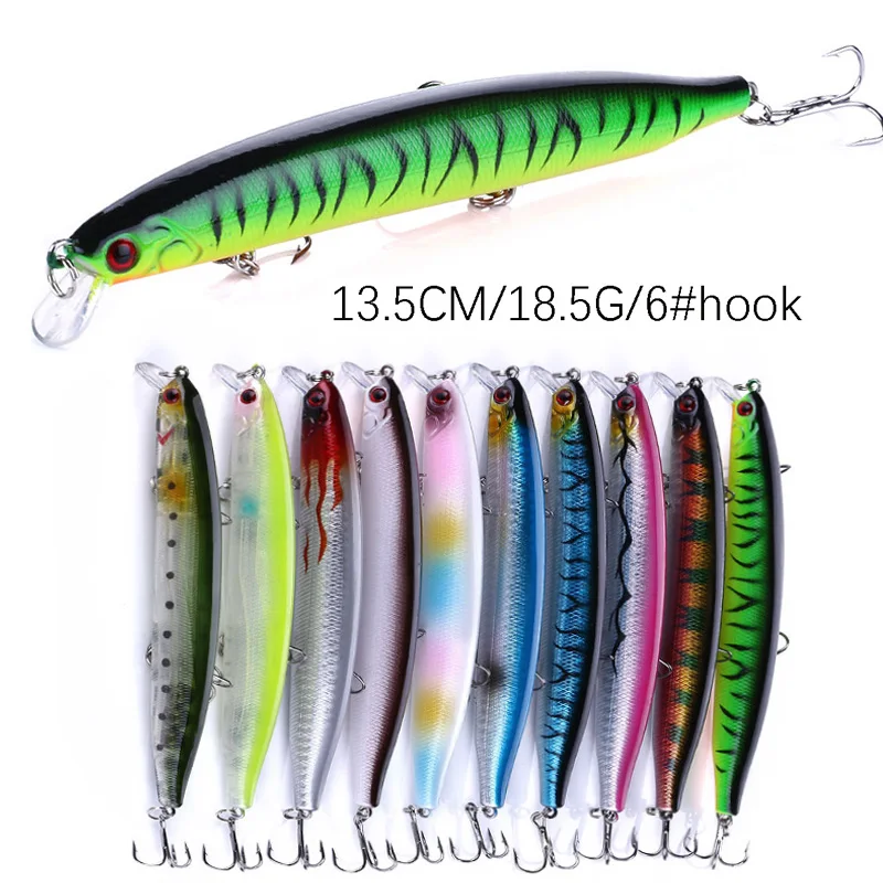 MI118 Minnow приманки для ловли рыбы раковина 13 5 см 18 5g 10 ColorsLuya Жесткий море