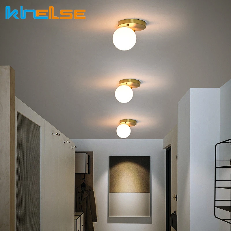 Современный потолочный светильник латунный стеклянный шар светодиодный s для