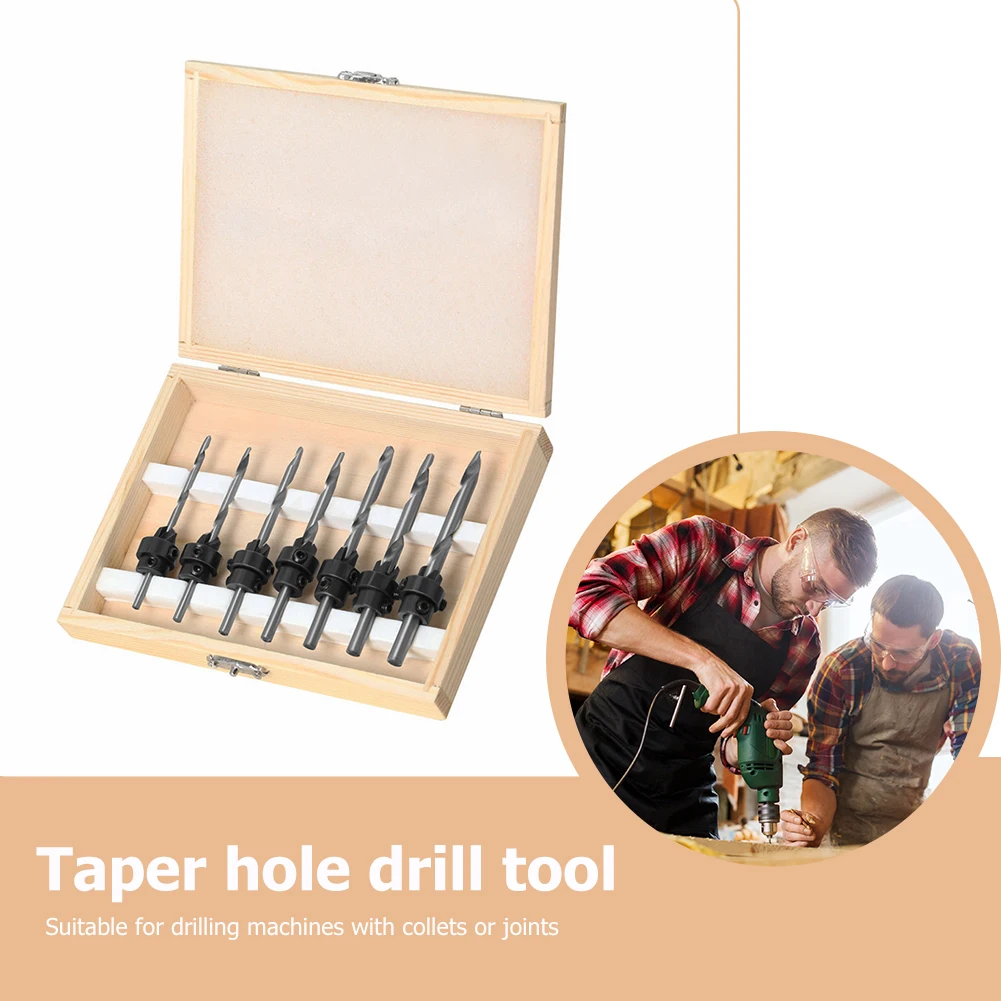

7pcs Adjustable Tapered Countersink Drill Bit Set Woodworking Wood Hole Opener Carpenter Drilling Tool Kit Wood Accessories