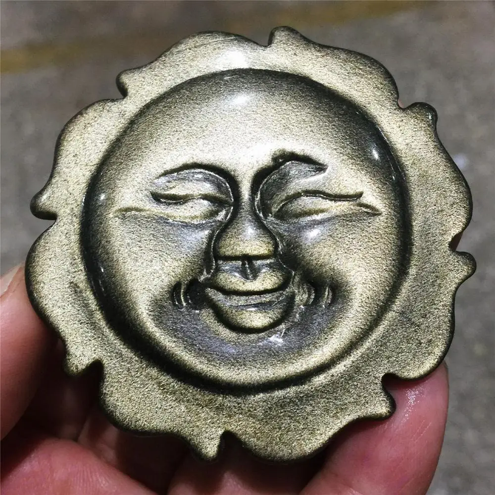 1 шт АААА натуральный Золотой обсидиан ручной резной красивый солнечный кристалл