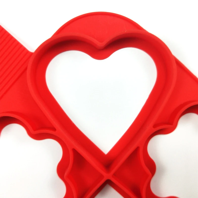 

New 4 Hole Silicone Omelette Egg Mold Non-stick Omelette Mold Red Ring Pancake Maker Baking Tools Egg Tool Kitchen Accessories