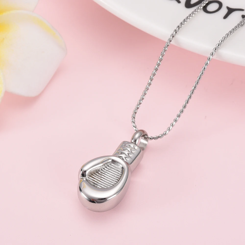 

Boxing Glove Shape Memorial Jewelry Pendants, Stainless Steel Cremation Urn Necklace for Ashes for Man