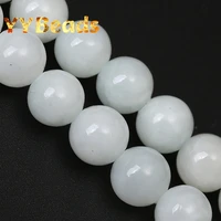 6mm 12mm 100 natural light silvers jades beads white chalcedony stone round loose beads for jewelry making charms bracelets 15