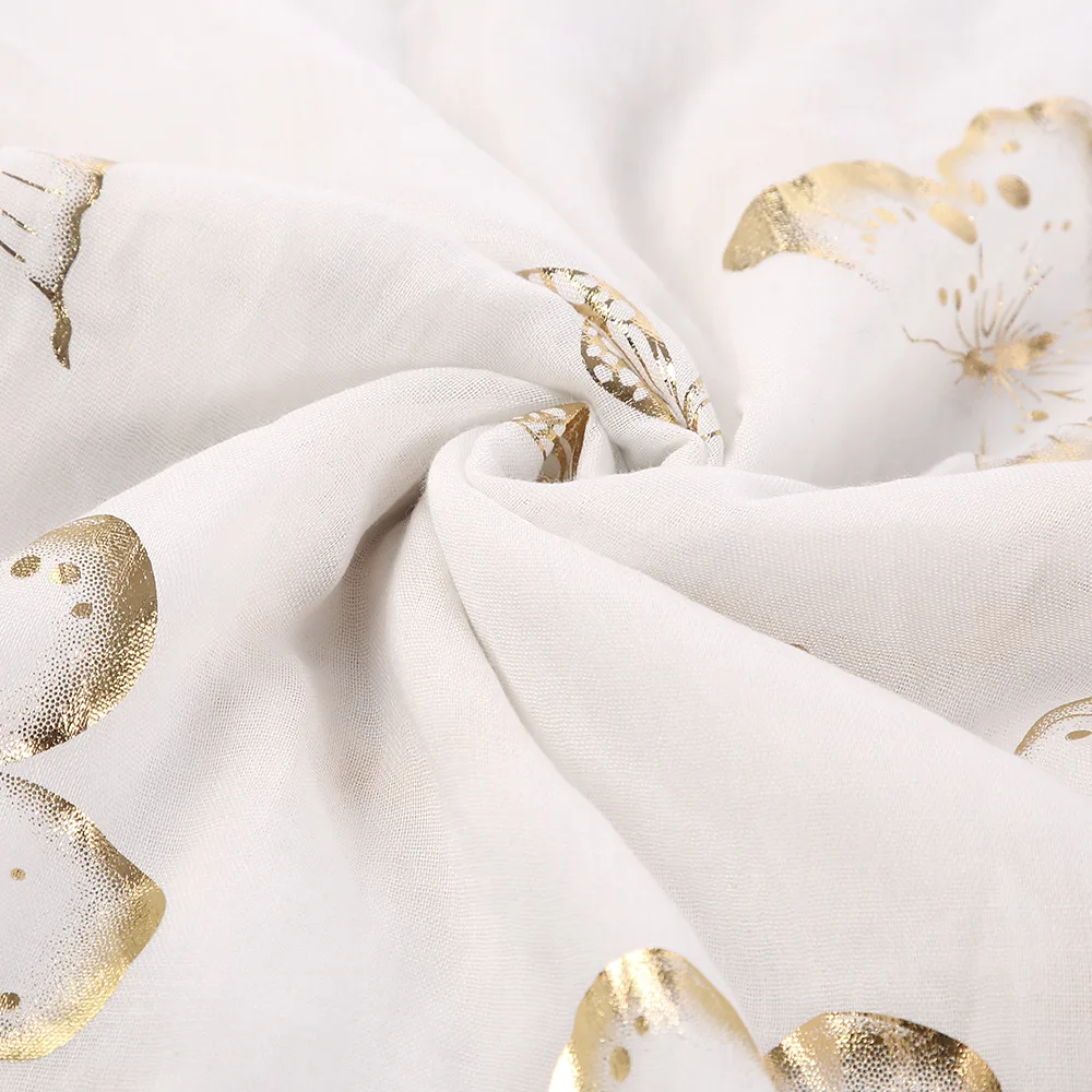 Animal Print White Black Shiny Foil Gold Butterfly Scarfs Women Female Soft Autumn Glitter Shawl Scarves and Wraps Hijab