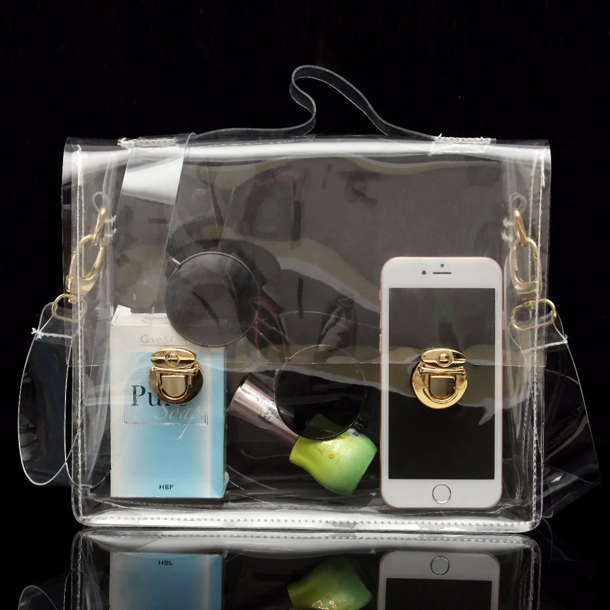 

New Fashion Women Summer Beach Bag Clear PVC Transparent Bags Shoulder Waterproof Small Crossbody Messenger Bags Handbags Totes