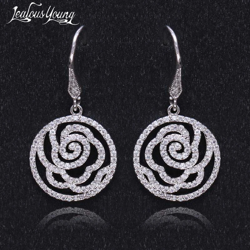 Роскошные круглые серьги подвески в форме цветка для женщин Свадебные