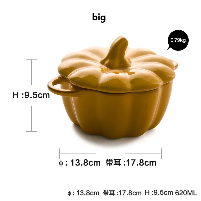Creative tableware home ceramic bowl cute pumpkin with cover baking resistant to high temperature | Дом и сад