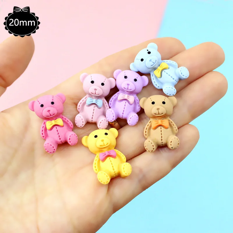 

20Pcs Faltback Cartoon Bow Bear Resin Decoration Crafts Flat back Cabochon Scrapbook Hair Clips DIY Embellishments Accessories