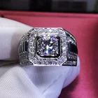 Великолепные мужские кольца 2,0 карат с натуральным камнем-талисманом и кристаллом циркония, банкетное обручальное мужское кольцо, мужское обручальное кольцо, ювелирные изделия размеров 7-12