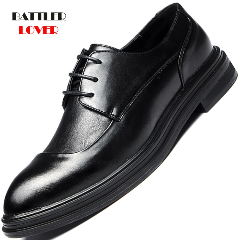 

Mens Leather Casual Oxford Shoes Lace Up Business Wedding Dress Shoes for Male Tide Footwear Size 38-48 Dropshipping Thick Sole