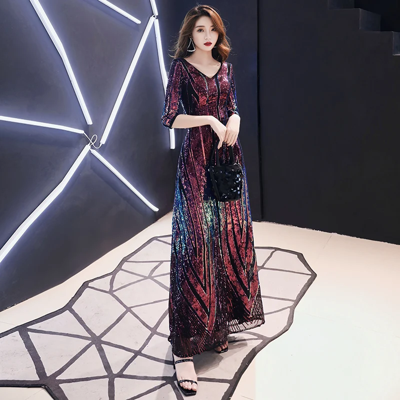 Женское вечернее платье с блестками AE670 длинное блестящее ТРАПЕЦИЕВИДНОЕ ПЛАТЬЕ