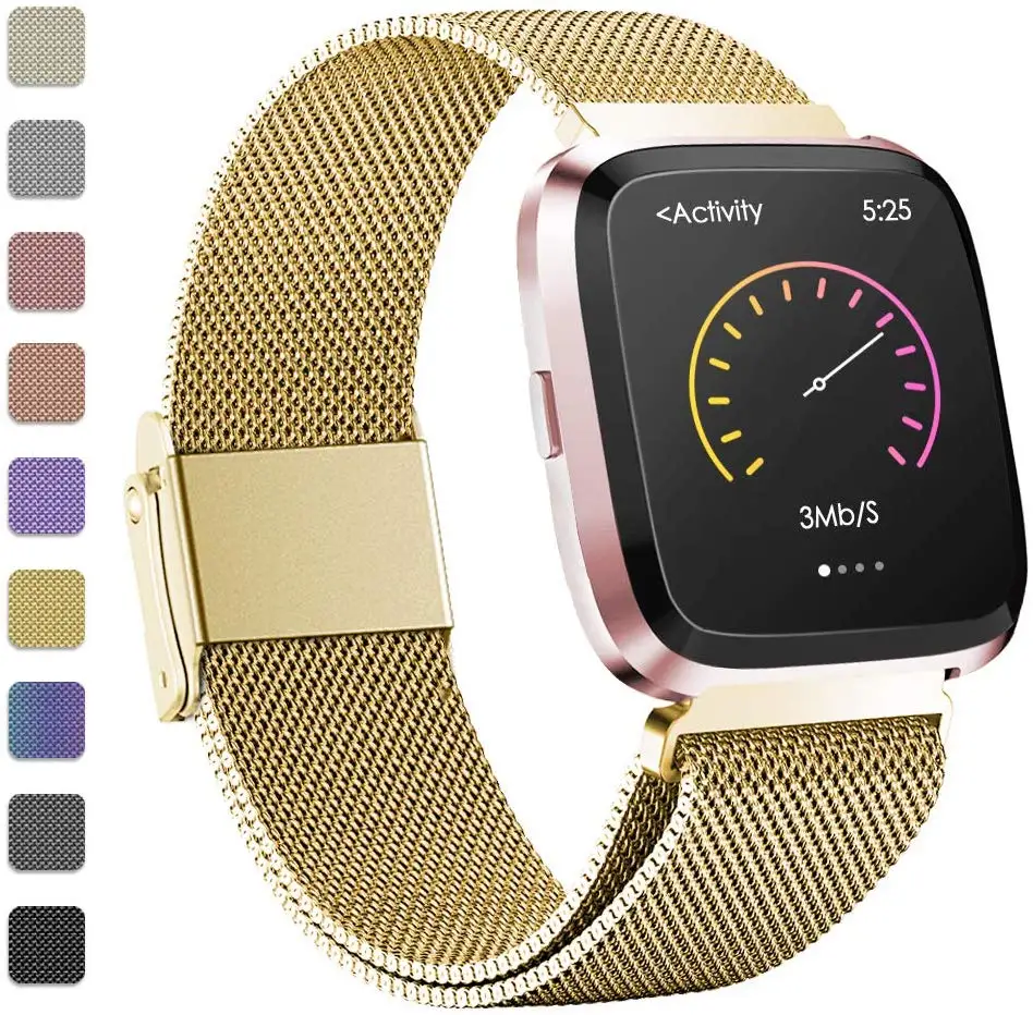 Ремешок металлический браслет из нержавеющей стали для Fitbit Versa ремешок на запястье Миланский Магнитный Браслет fit bit Lite Verse 2 Band аксессуары